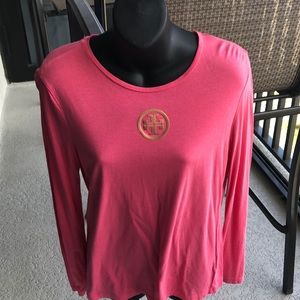 Women’s Tory Burch long sleeve pink logo shirt